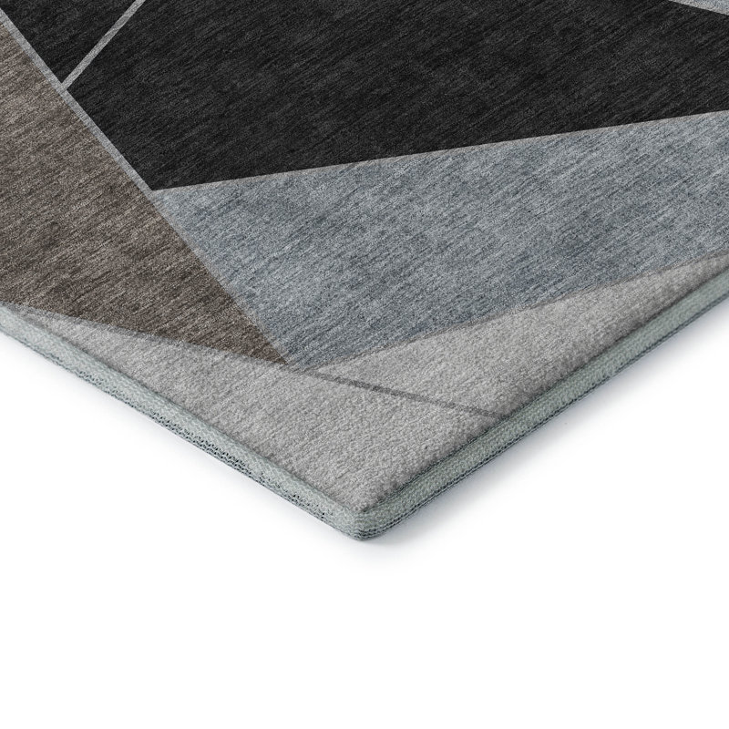 Premium Machine Washable Mayfield AMF636 Geometric Rug, 2'3" x 7'6" Runner, Chocolate
