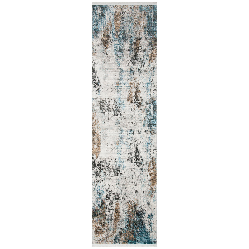 Tapis ivoire / gris Mesa, Tapis de couloir 2 pi 2 po x 12 pi