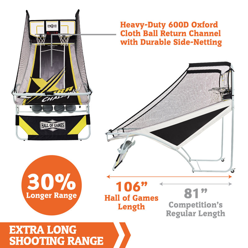 Hall Of Games Xtra Long Shot Ez-fold Premium Arcade Game With Built-in 4-ball Storage Rack 