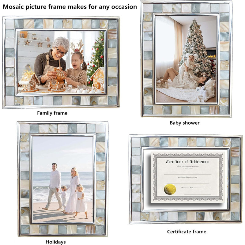 Cadre photo 5 x 7 en nacre - Gris