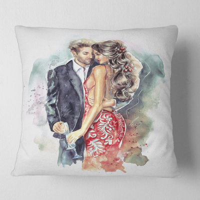 Romantic Couple Ith Champagne Glasses at New Year Square Pillow Cover & Insert