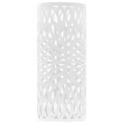 Porte-parapluies feuilles acier blanc