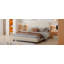 Grand lit plateforme tapissier en velours, structure solide et conception élégante en forme de courbe-872744608