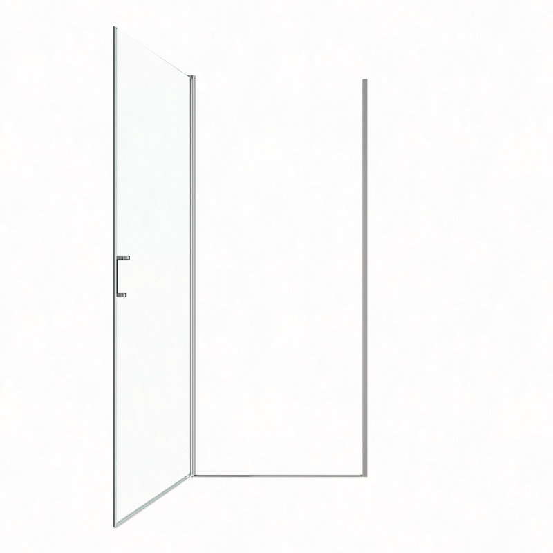 34" W X 72" H Semi-Frameless Circular Shower Door In With 1/4" (6Mm) Thick SGCC Tempered Glass, Chrome