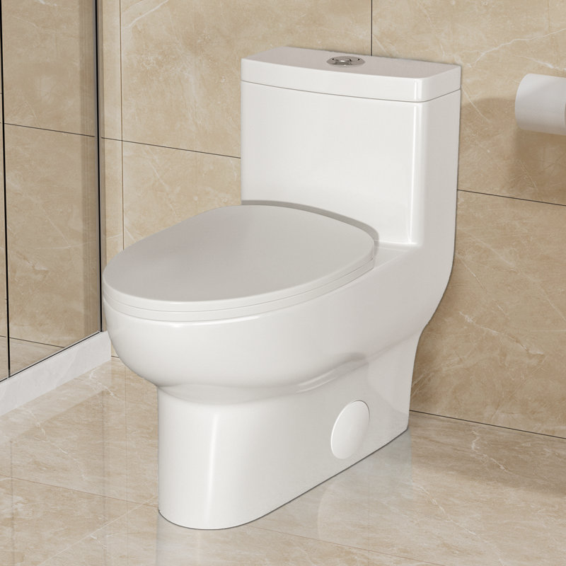 One-Piece Dual Flush 1.1/1.6 GPF Elongated Toilet Comfort Seat Height,Soft-Close Seat,Glazed Surface