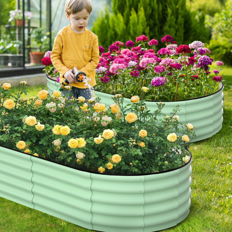 Metal Raised Garden Bed, Green, 60cm H x 180cm W x 90cm D