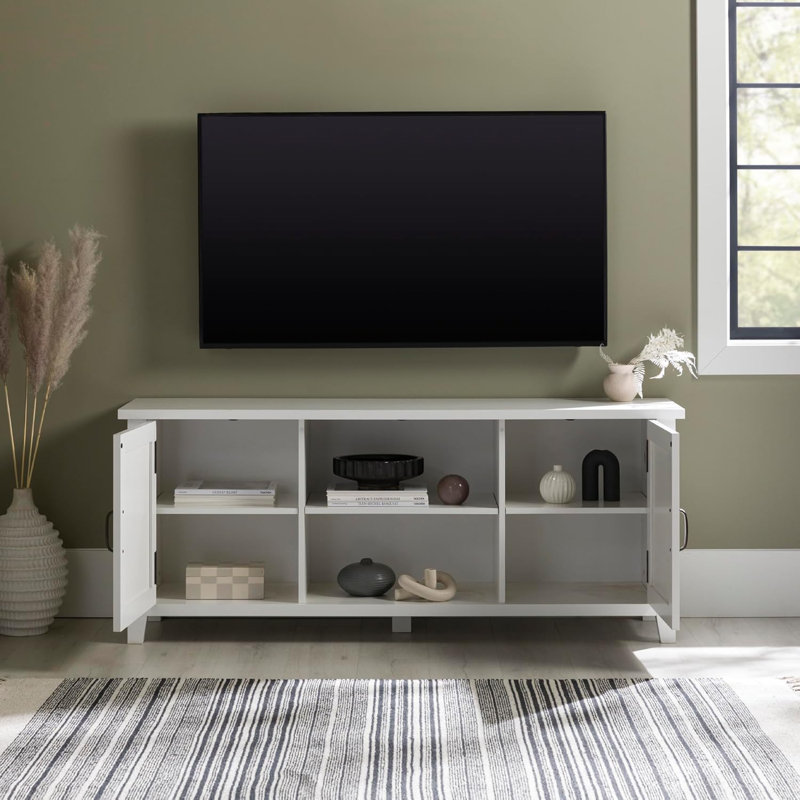 Buren Classic TV Stand With Open Storage And Adjustable Shelves For Tvs Up To 65 Inches, Cord Management, Ready-To-Assemble