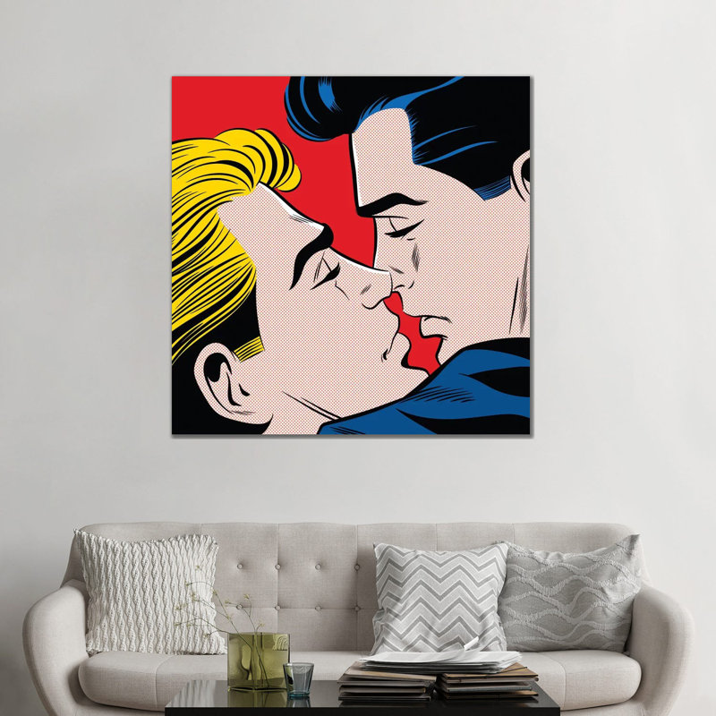 « Kiss » par Joseph McDermott-imprimé, H 48 po x l 48 po x 1,5 po, Toile tendue