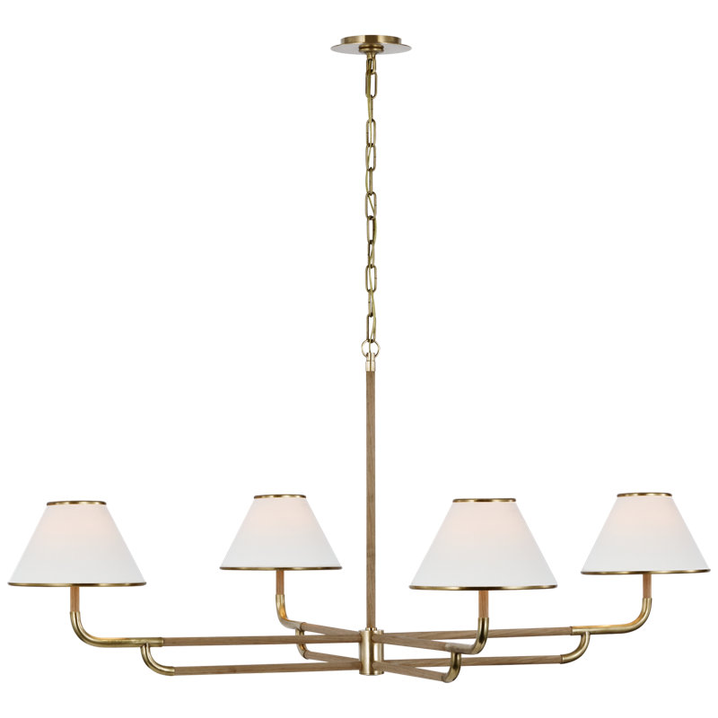 Rigby 4 - Light Chandelier, Soft Brass/Natural Oak