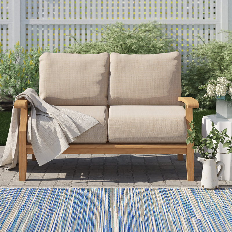 Summerton Teak 4 - Person Patio Conversation Set with Cushions, Beige