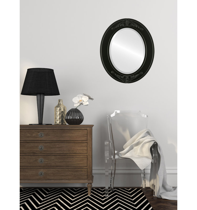 Retiro Oval Mirror, 35" H x 25" W, Matte Black