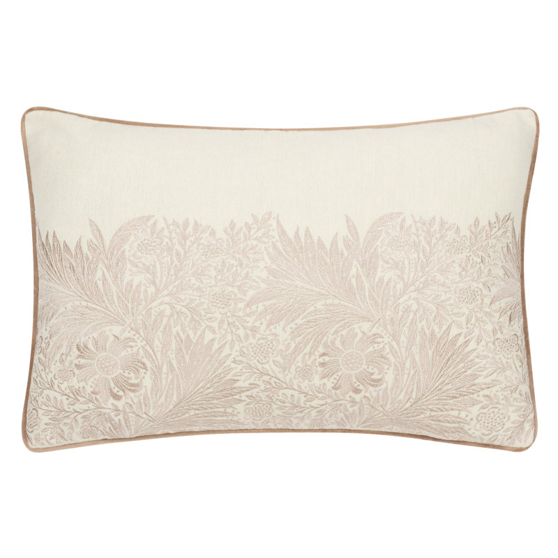 Marigold Floral Rectangular Throw Pillow Cover, White