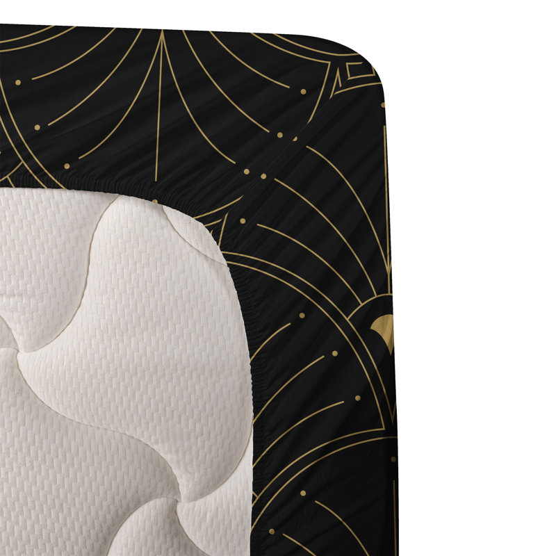 Microfiber Sheet Set, Twin XL Sheet Set with 1 Pillowcase, Black/Sand Brown Geometric