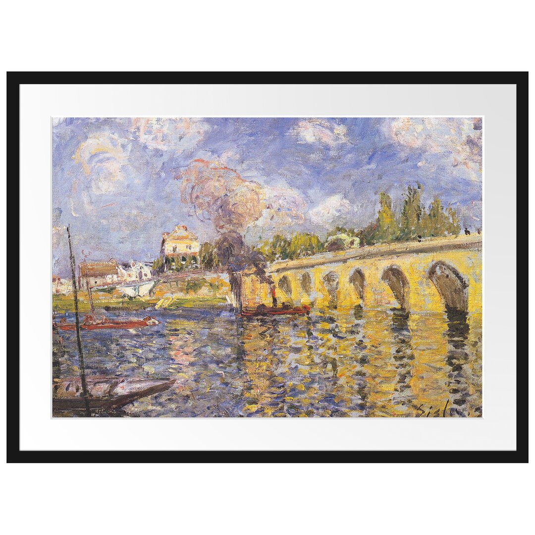 Gerahmter Kunstdruck River Steamboat and Bridge von Alfred Sisley