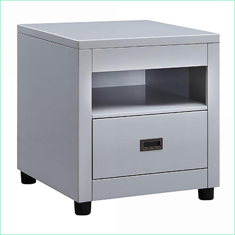 Chêne vieilli Ensemble de tables basses Sandy - Style rustique rétro avec tablette de rangement