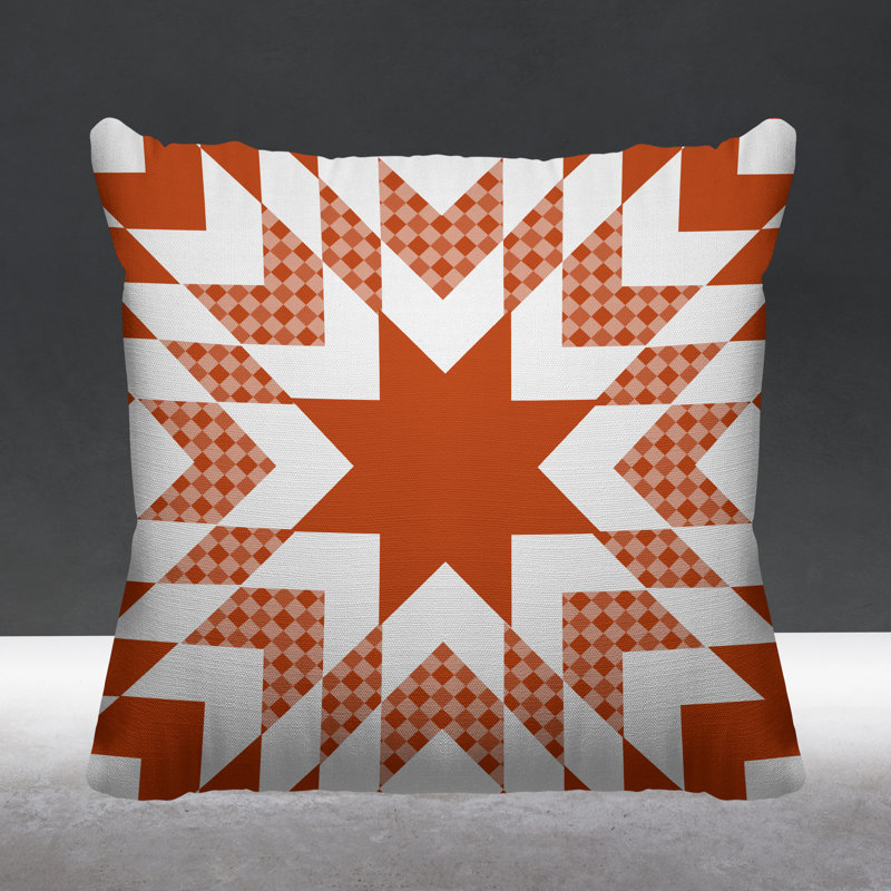 Coussin décoratif intérieur / extérieur Zozo Country, L 15 po x H 15 po, Orange