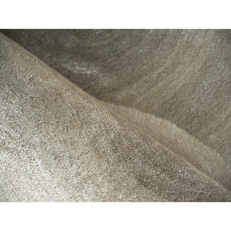 Mitomo Handmade Wool/Bamboo Silk Area Rug, Rectangle 8' x 10', Charcoal/Ivory