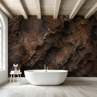 Peel and Stick Wallpaper Wall Mural Black dark brown gray stone rock granite basalt Mountains Wall Art Self Adhesive and Removable