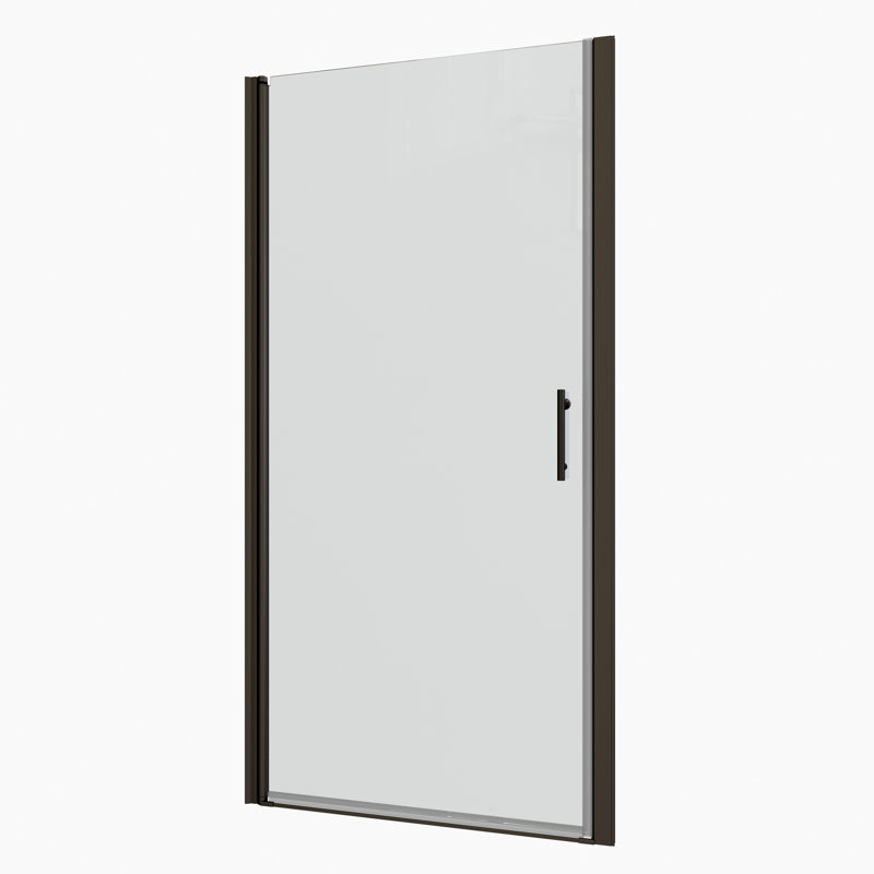 1 3/8" Adjustable Shower Door With Universal Pivot, Matte Black. 1/4" Tempered Glass, 36000 Times Tested, Leakage, Easy To Install, , Fits 28-29 3/8 Black Adjustment And Pivot. Clear Open/Close