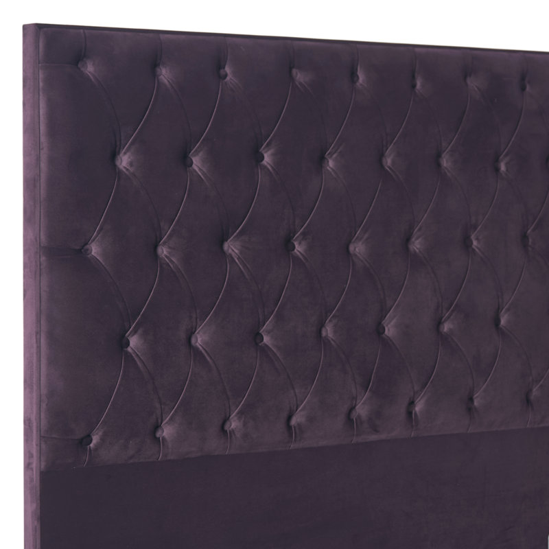 Upholstered Panel Headboard, Double (4'6'), Plum, Velvet