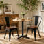 Ensemble de 2 chaises de salle à manger industrielles en métal noir lustré avec siège en bois de noyer empilable d'une hauteur de 18 pouces, intérieur extérieur, surface légère facile à nettoyer, assemblage facile, conception moderne durable-2000903901-2000903902