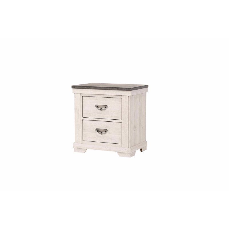 Table de chevet à 2 tiroirs de style rustique contemporain pour table de chevet avec accents beige