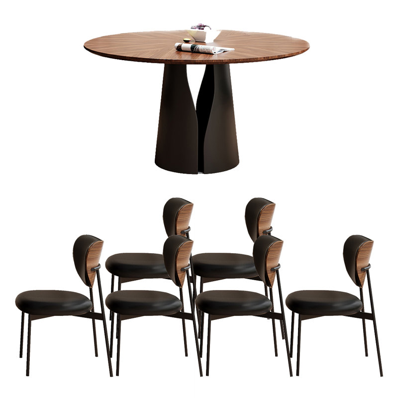 Ensemble de salle à manger en bois de noyer noir ancien style L 59,05 po x l 59,05 po