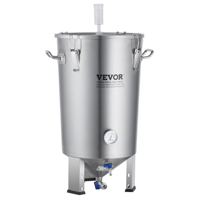 Bouilloire en acier inoxydable 304, fermenteur à bière de 8 gallons, fermenteur à seau de brassage pour la brasserie, fournitures de brassage à la maison avec base, marmite de marmite avec couvercle, poignée, valve, robinet, thermomètre