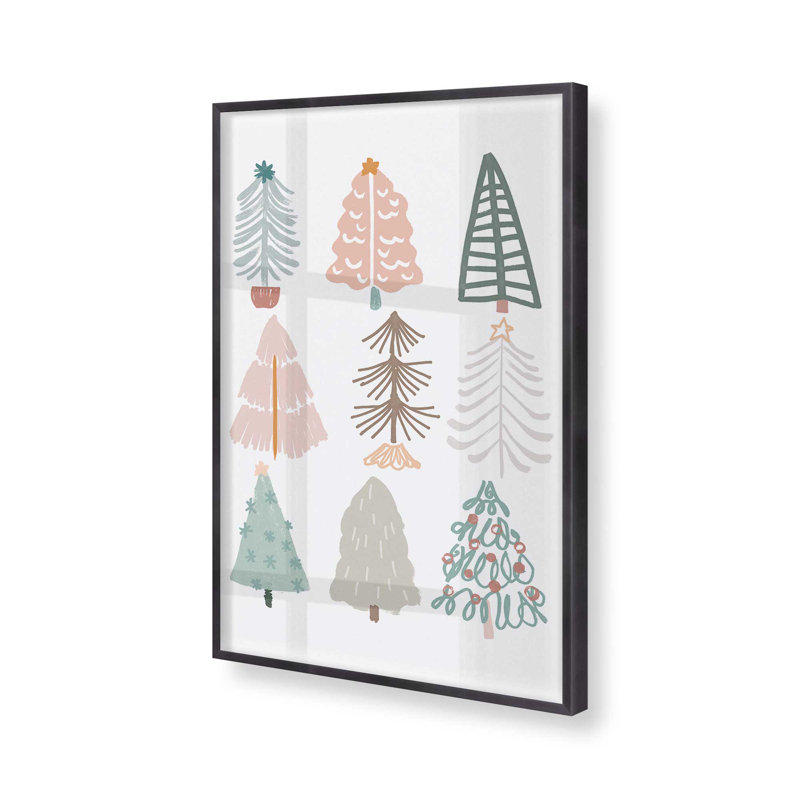 «Playful Christmas Trees II», reproduction, Cadre en zinc patiné, H 15,25 po x l 12,25 po