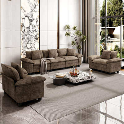Ensemble de canapé modulaire rembourré 3 pièces, ensemble de canapé surdimensionné avec canapé et fauteuils