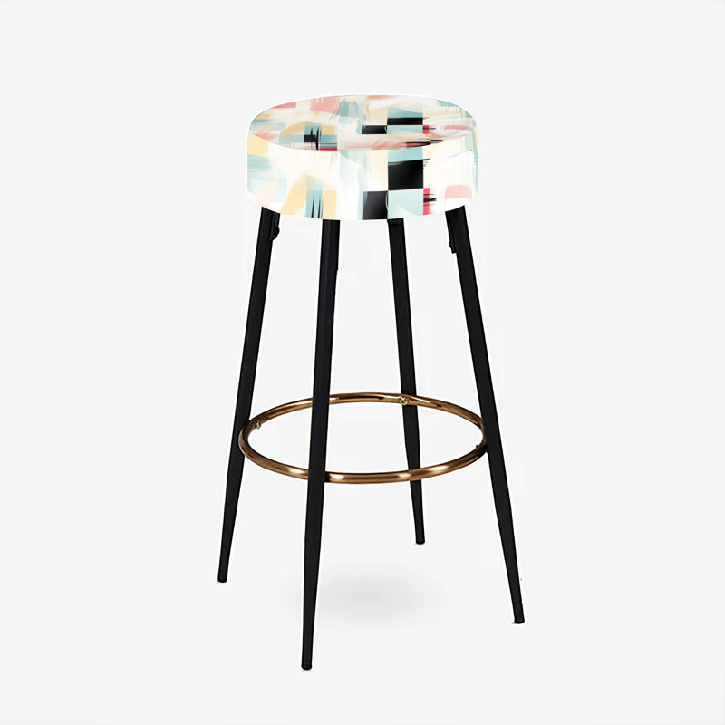 Ensemble de 2 tabourets de bar géométriques beiges et vert clair