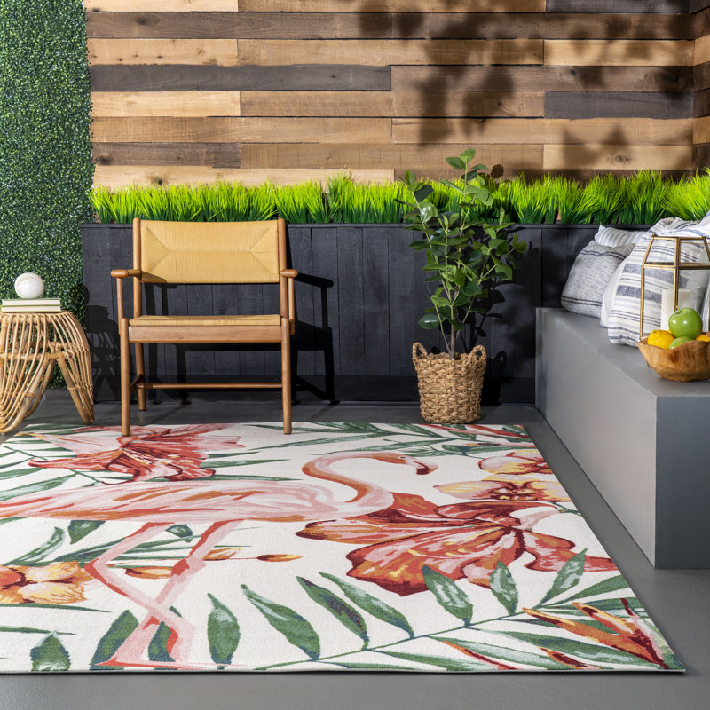 Pemberton Green/Pink Indoor/ Outdoor Area Rug, Square 8'