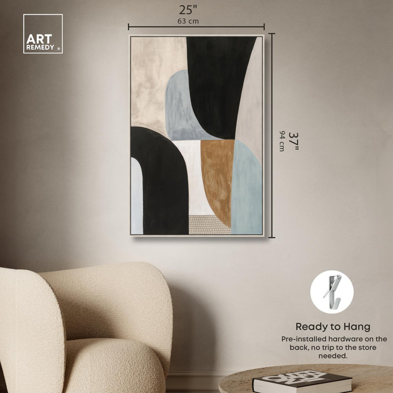 Art géométrique «Boho» par Art Remedy, H 37 po x l 25 po, Encadrement argenté