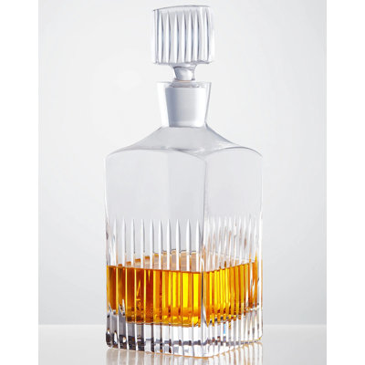Zelda Glass Whiskey Decanter Hand Cut Crystal Style and Liquor Bottle with Stopper Elegant Barware