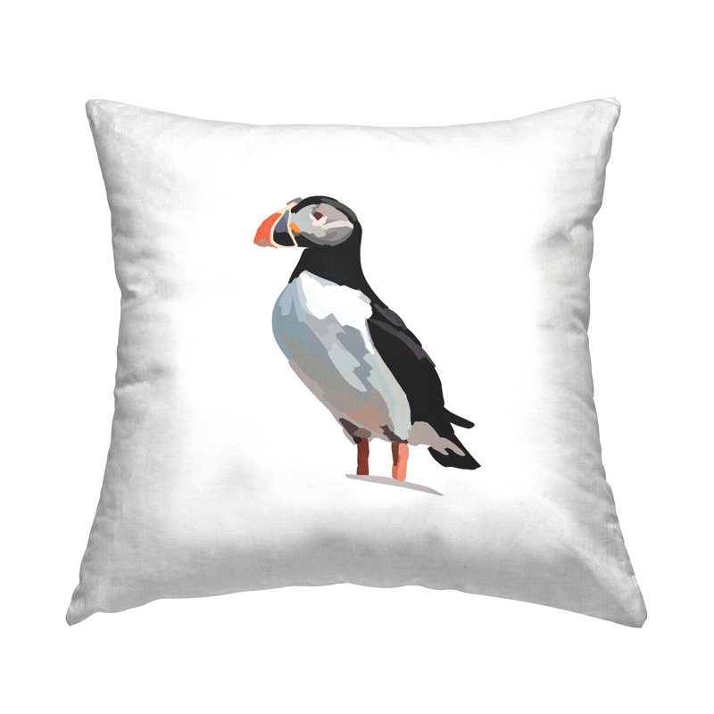 Coussin Puffin Bird Portrait, imprimé par Amelia Noyes