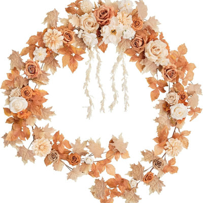 Guirlande de mariage artificielle arche de mariage 9 pi rose et eucalyptus, verdure, décoration de table chérie, guirlande florale pour manteau de cheminée, centres de table, toile de fond