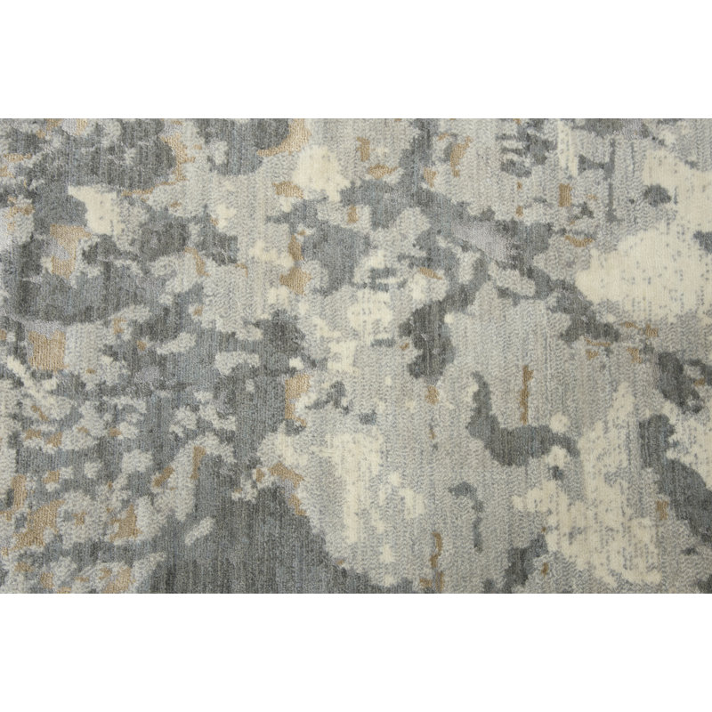 Tapis en laine gris / blanc, Rectangle 10 pi x 13 pi