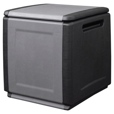 Dakota Fields Aleksy 54cm W 130L Water Resistant Polypropylene Deck Box in Dark Grey/Black