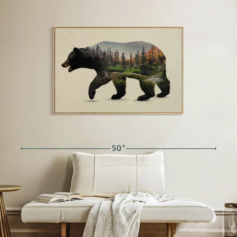 L'ours noir nord-américain, Cadre flottant en bois naturel, 40 po x 27 po