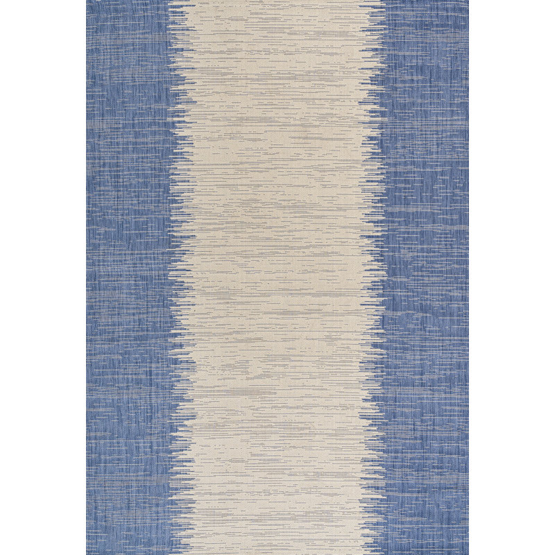 Tapis intérieur / extérieur bleu / beige Cura Modern Strie, Rectangulaire 3 pi x 5 pi