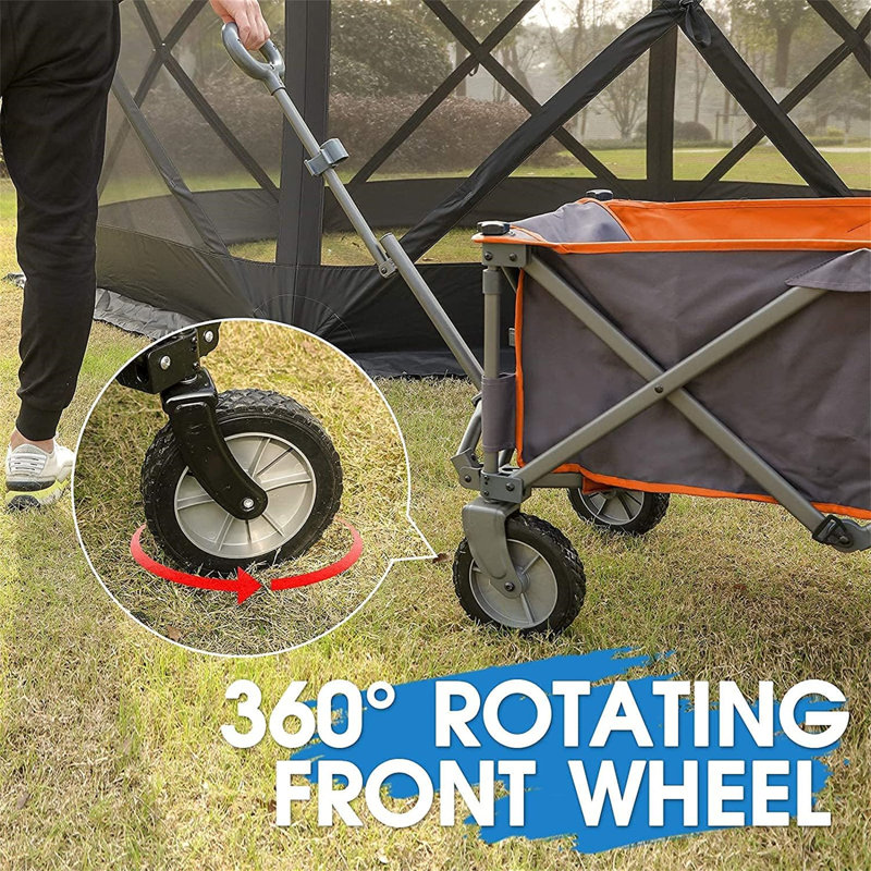 Brynley Camping with Wheels Folding Garden Carts, Orange