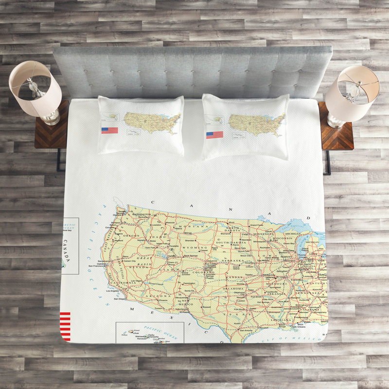 Wanderlust Eclectic Polyester Coverlet, King Bedspread + 2 Shams