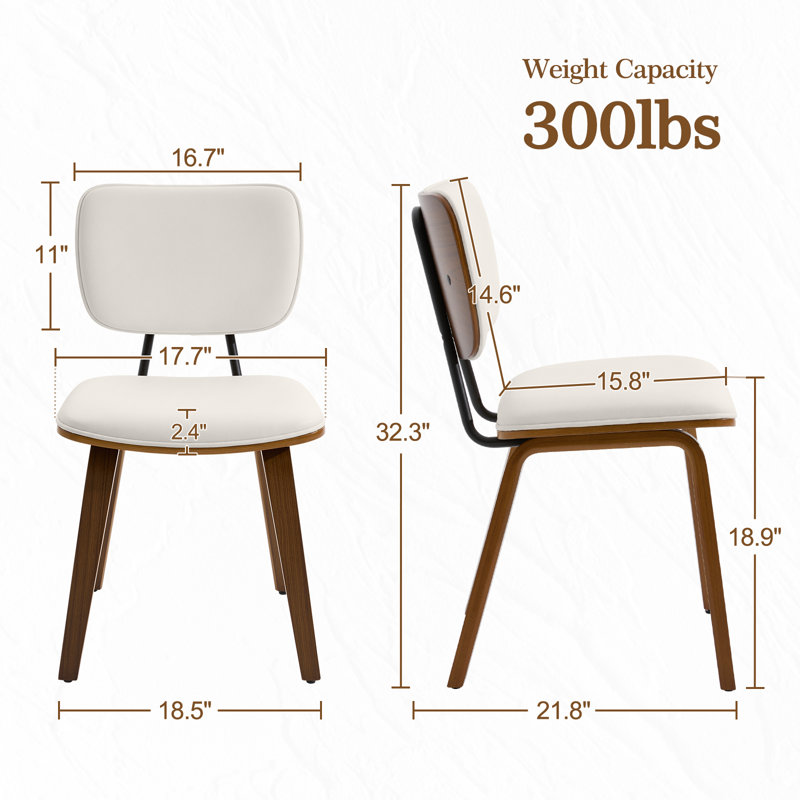 Chaise de salle à manger moderne de style Mid-Century 18,9 po, ensemble de 4, chaise d'appoint rembourrée avec coussin de siège rembourré et dossier incurvé