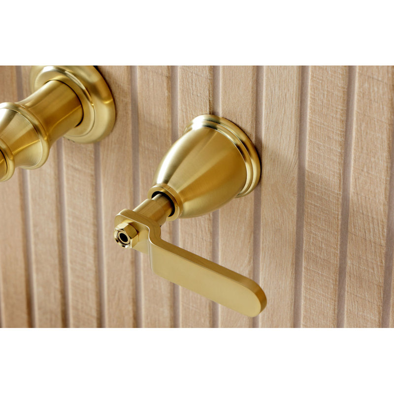 Kingston Brass Hallerbos Two-Handle 3-Hole Wall Mount Roman Tub Faucet, Brushed Brass