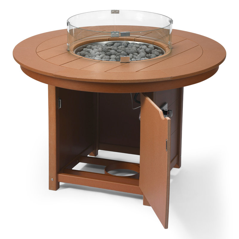 Table ronde de foyer d'extérieur 47 po, 37.5" H x 47.25" W x 47.25" D, Brown