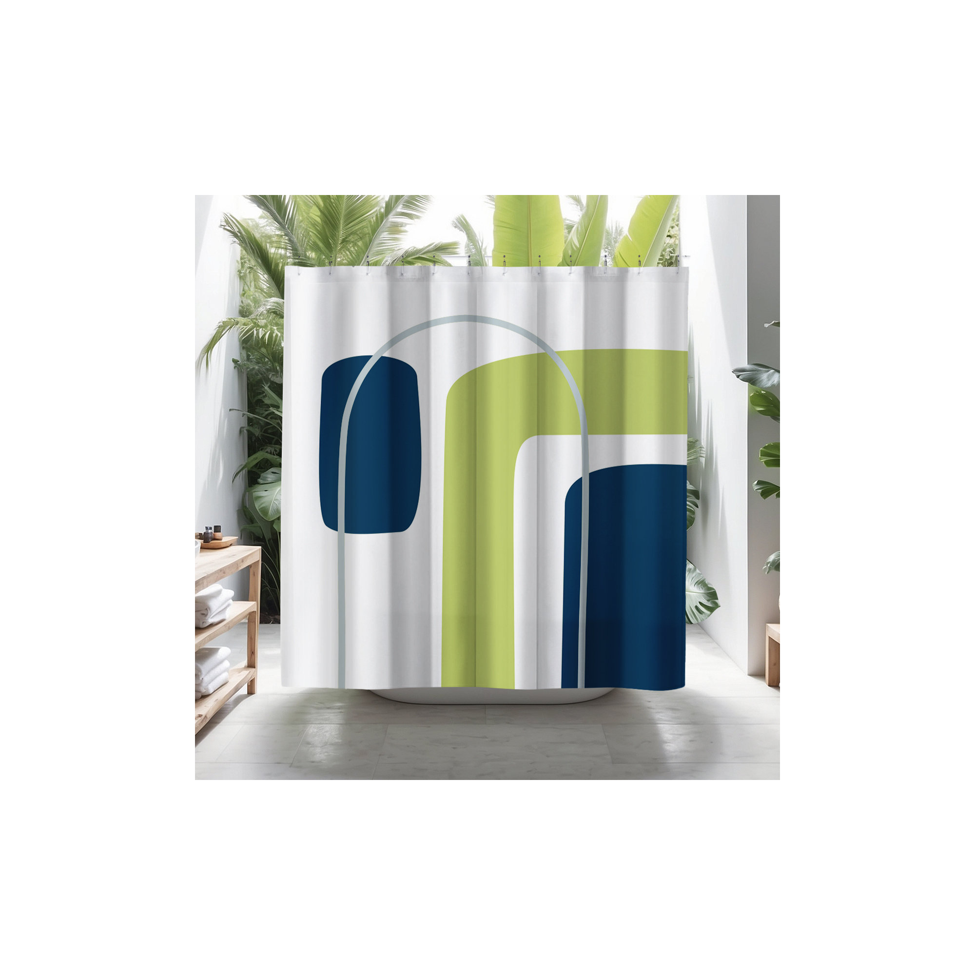 Hagan Polyester Shower Curtain, Chartreuse