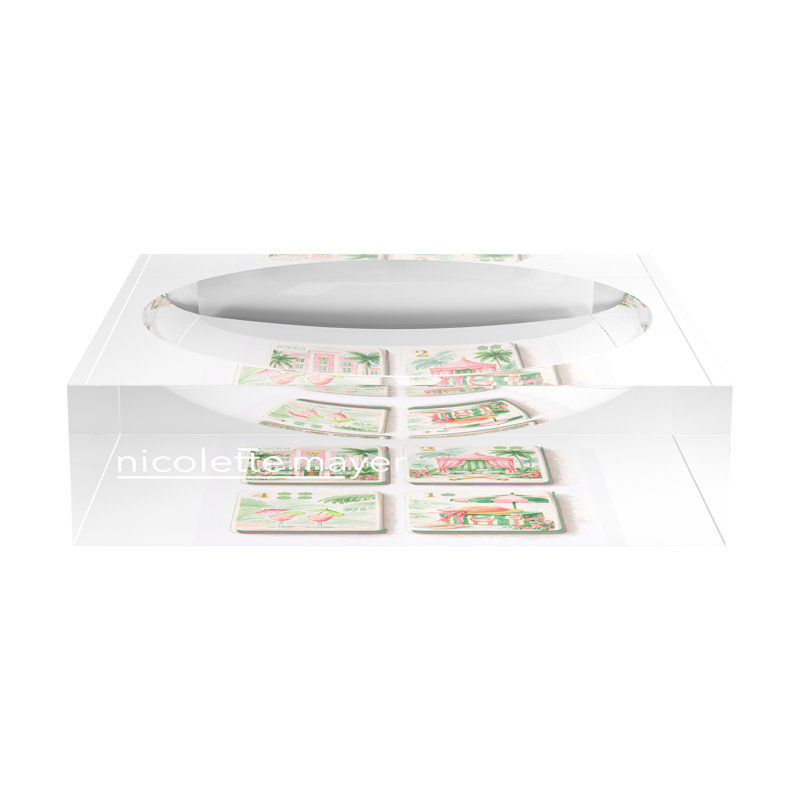 Square Abstract Decorative Tray, 8"W x 8"D x 2"H
