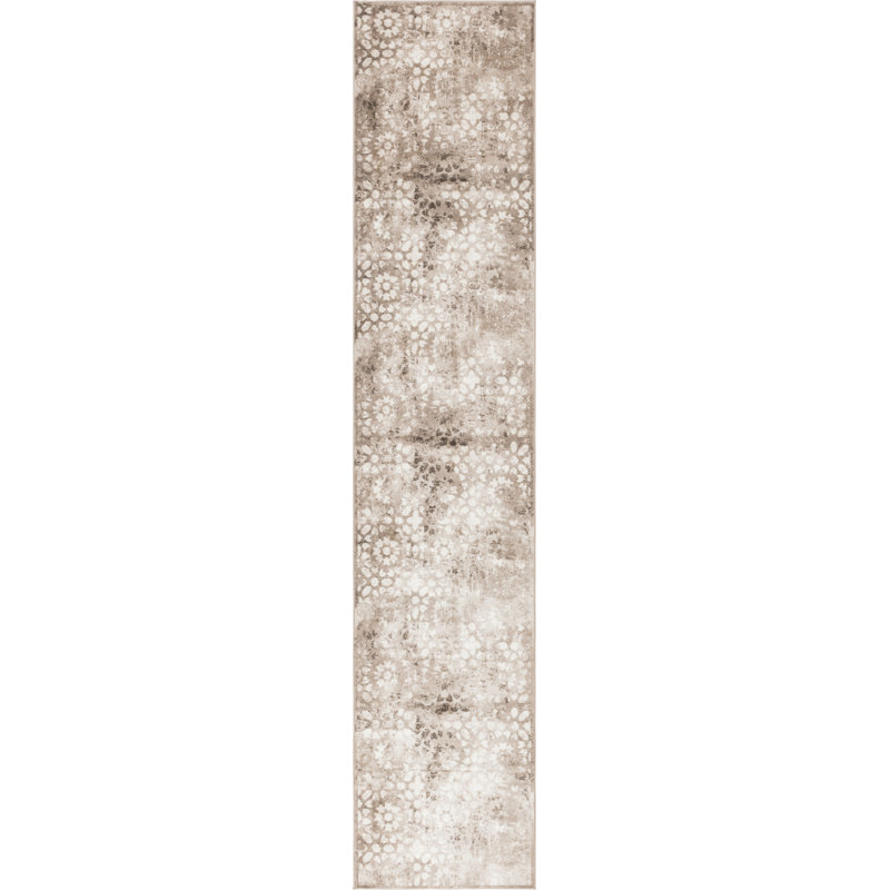 Tapis floral Brandt, Tapis de couloir 3 pi 3 po x 16 pi 5 po, Brun/crème