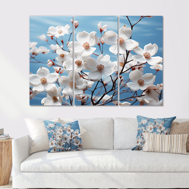 «Dreameal Dogwood», ensemble d'art mural sur toile, Toile tendue, H 40 po x l 60 po x P 1 po