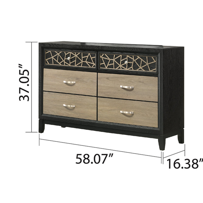 Commode moderne et contemporaine en bois noir et naturel Selena